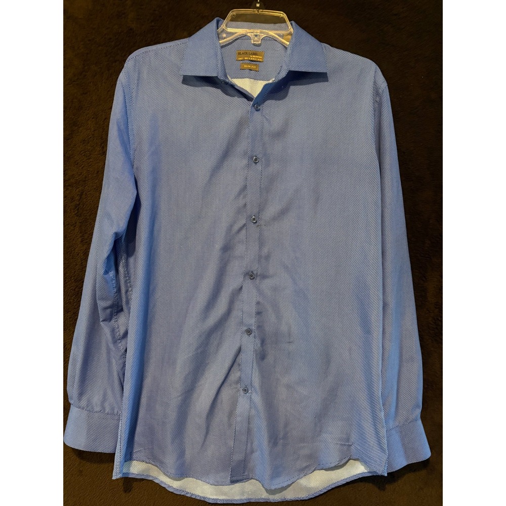 Black Label by Ruffini Dress Shirt Slim Fit Dotted Pattern Size‎ M
